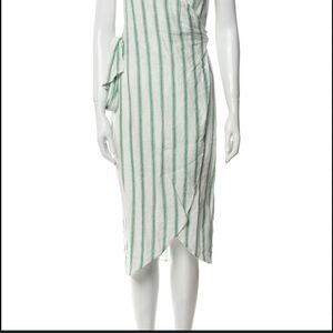 Reformation. Small. Wrap dress in Green and White Stripes.